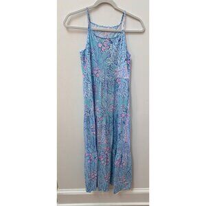 Lilly Pulitzer Girl XL 12/14 Kids' Harleigh Maxi Dress In Blue Ibiza Now You Sea